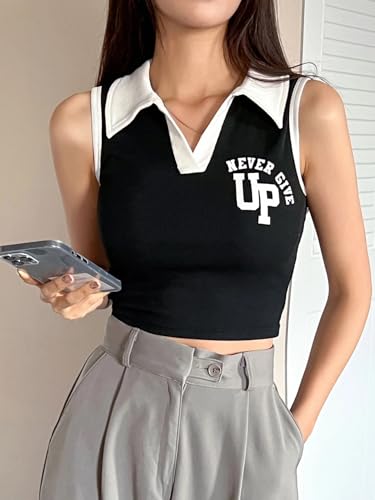 Image of London Hills Women Ribbed Knit Polo Neck Top Slim Fit Crop & Regular Length T-Shirt Style Top Stretchable Polo Neck Top Sleeveless & Short Sleeve Slim Fit T-Shirt Casual Summer Wear for Women & Girls