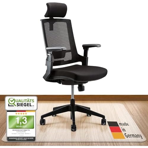 Königwerk Bodenschutzmatte Bürostuhl versch. Größen - Bürostuhl Unterlage rutschfest in transparent milchweiß - Made in Germany - 100 x 120 cm