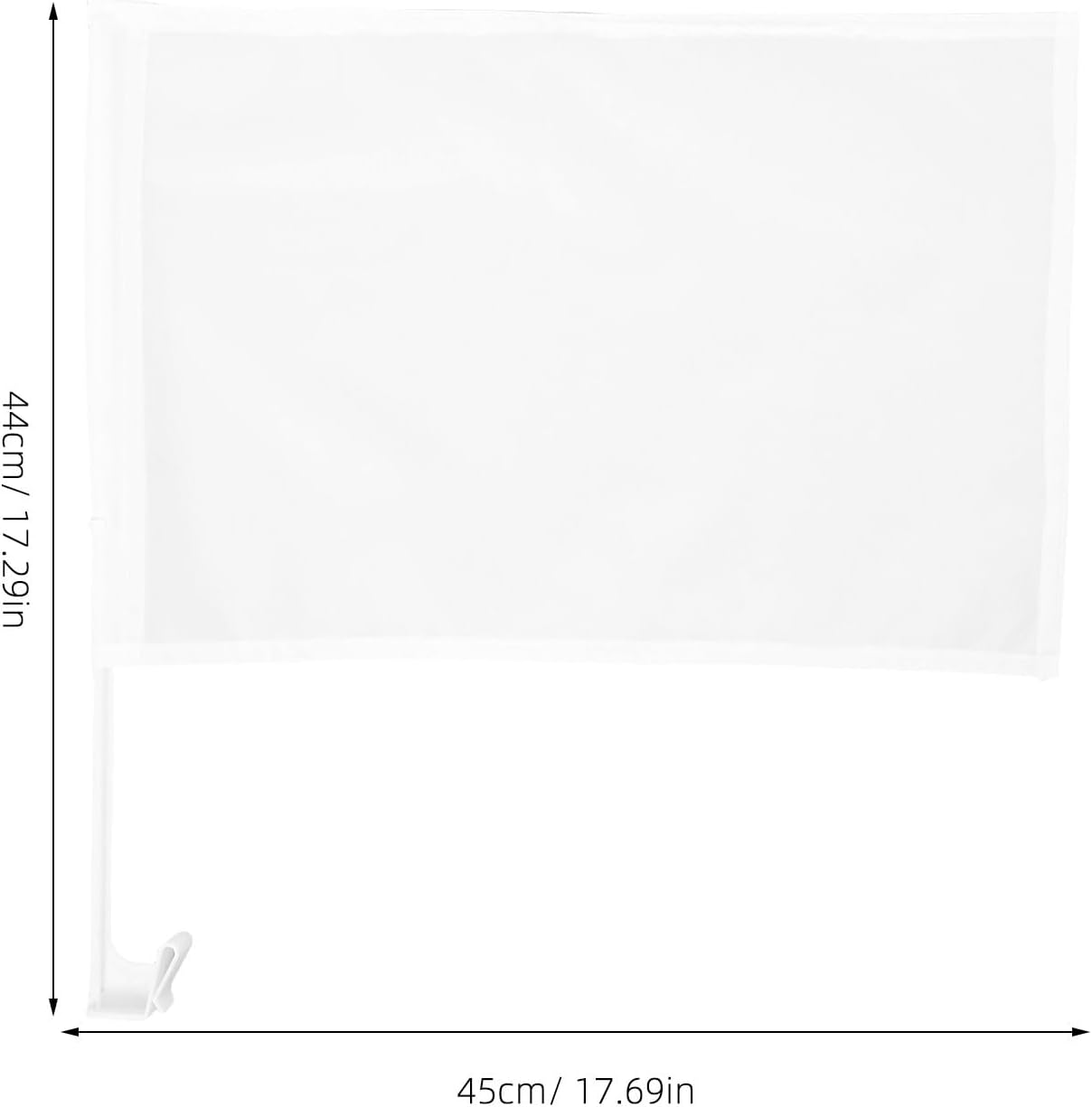 4pcs White Solid Car Flags with Poles 30x45cm Handheld Plain Color Polyester Banners for Vehicle Window Decoration Outdoor Events Parades Sports