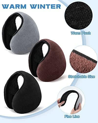eBoot 3 Pcs Ear Warmers Classic Fleece Unisex Winter Warm Earmuffs Soft Plush Unisex Outdoor Snowboarding Ear Warmers Soft Ear Protector for Men and Women