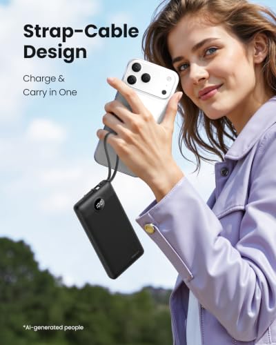 Coowisty 10000mAh Slim Power Bank with Built-in 4 Cables — view 4