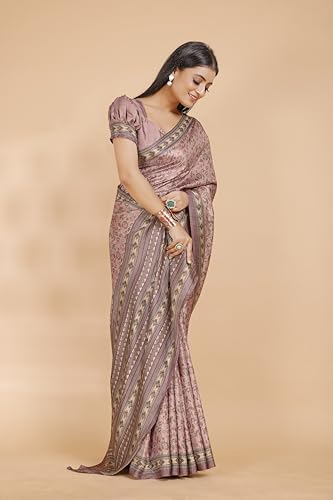 Image of Garden Vareli Pashmina Saree With Unstitched Blouse Piece