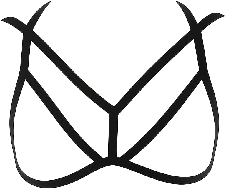 Hey Song Women's Strappy Harness Bra Elastic Cage Bralette Sexy Body Chest Belt Adjustable Punk Gothic Festival Rave Lingerie
