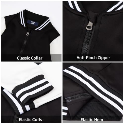 Image of LittleSpring Boys Girls Varsity Baseball Jacket Zip Up Bomber Jacket Thin 2-10Years