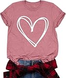 Valentines Shirts for Women: Cute Love Heart Shirt Valentine T Shirt Red Short Sleeve Casual Hearts Tops