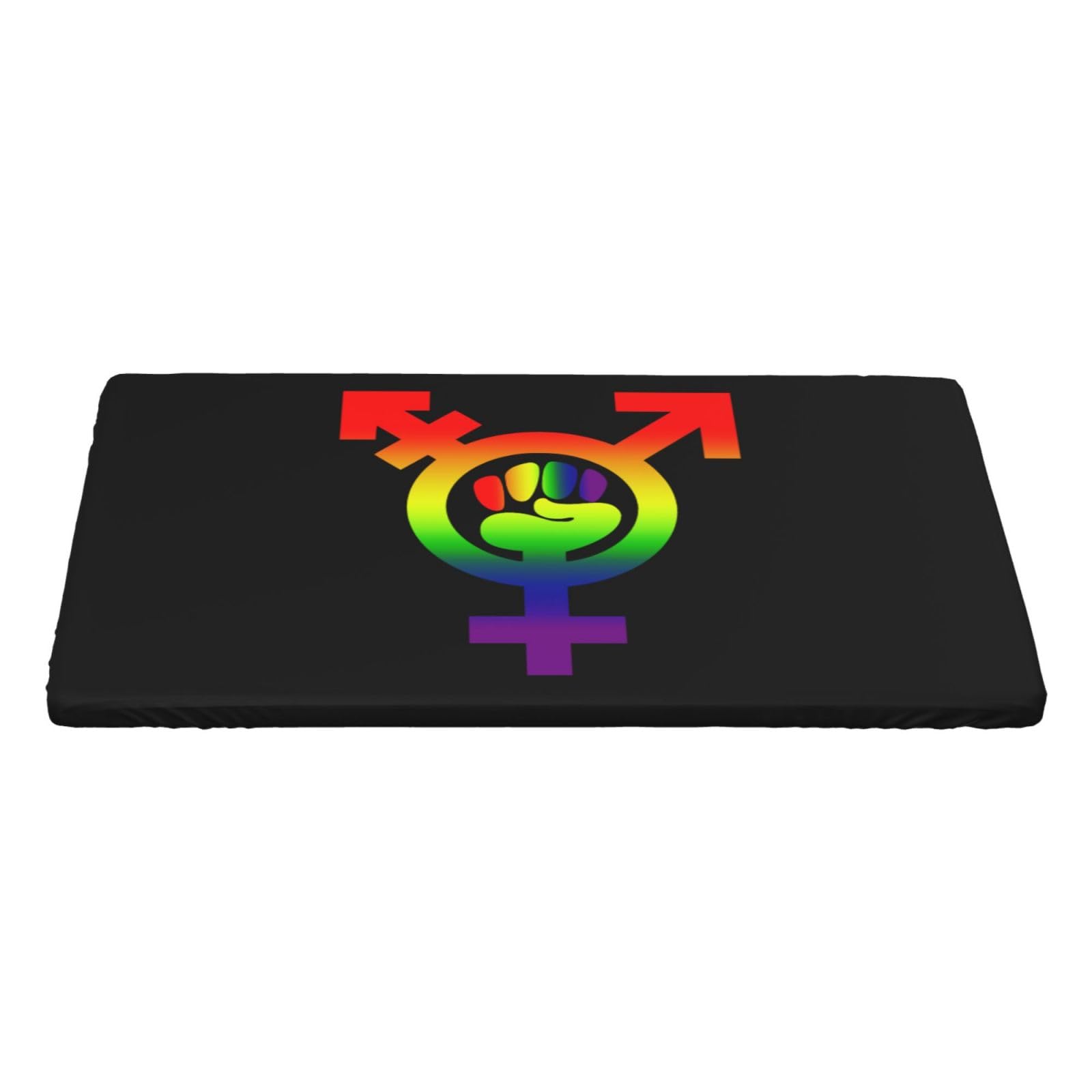 Trans Feminist Symbol Pride Flag LGBT Premium 4ft Square Elastic Edged Table Cover Easy-Care Oil-Repellent