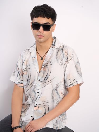 Image of BENE KLEED Men's Abstract Print Cotton Blend Shirt | Spread Collar | Full Sleeves | Tailored Fit |
