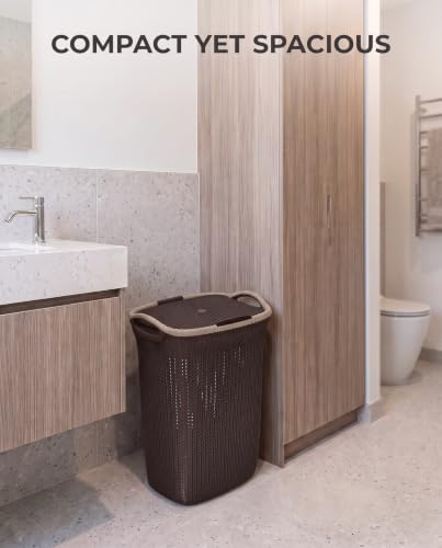 Add Plastic Laundry Basket with Lid Weather Brown - Image 5