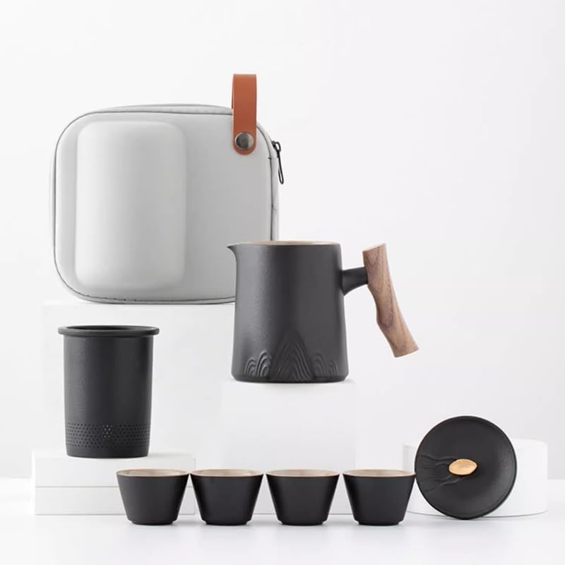 【関税込み】ZSLBMD 4 つのポットのセラミック ポータブル トラベル カンフー ティー セット