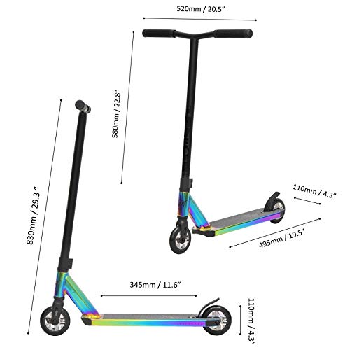 Invert TS1.5 V2 Stunt Scooter H=82cm oilslick Rainbow neochrome + Fantic26 Sticker - Afbeelding 6