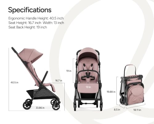 Image of Mompush Nexis Carbon Fiber Lightweight Travel Stroller, Carry-On, Pink