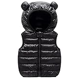 AIWUHE Baby Boys Girls Hooded Puffer Vest Winter Lightweight Sleeveless Bear ears Zipper Up Jacket Black 120