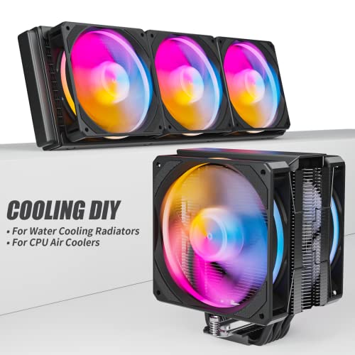 upHere U2C Case Fan 120mm Black 5V ARGB SYNC PWM Silent Computer Cooling Fans All-in-One Daisy Chain 1800RPM 77.93CFM Under 25dB(A) for Cases CPU Liquid Coolers and CPU Air Coolers,3-Pack,U2C-3