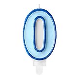 Geburtstagskerze Zahl 0 in Blau 7cm Kuchenkerzen
