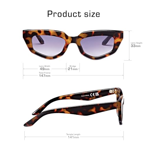 Mad Shade Sunglasses for Women, Classic Tortoise Shell Elegant Cat Eye Glasses, Trendy Summer Eyewear with UV400 Protection2