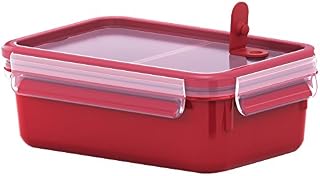 Tefal K3102312 Master Seal Micro Rectangle Food Storage with Inserts, Red/Clear, 1 Litre