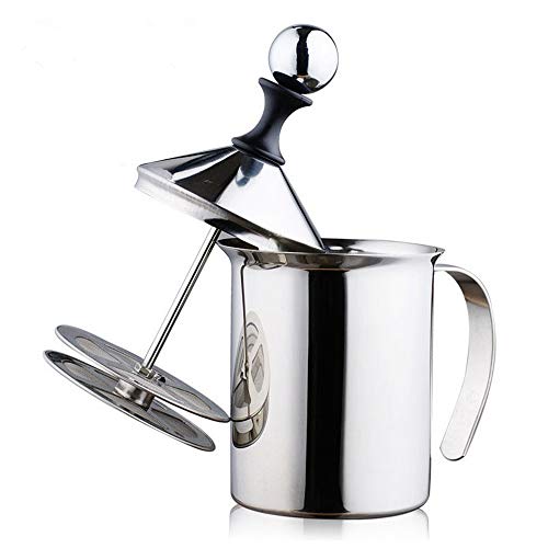 MonLiya 14 Oz Milk Frother Handheld Hot Chocolate Maker Milk Steamer Latte Machine Coffee Stirrers Drink Mixer Stainless Steel Milkshake Maker French Press Foam Maker Coffee Pot - Thumbnail 6