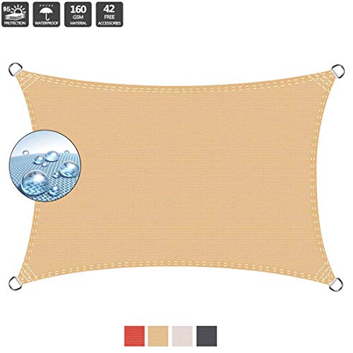 Aibingbao Vela de Sombra 6.5x7m Transpirabilidad, Toldo Vela IKEA Impermeable, para Exteriores, jardín, Amarillo