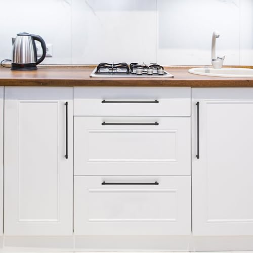 Image of Ravinte 20 Pack 12-3 /5 Inch Hole Center Solid Kitchen Cabinet Handles Matte Black Dresser Pulls Cabinet Drawer Pulls for Kitchen Cupboard Hardware
