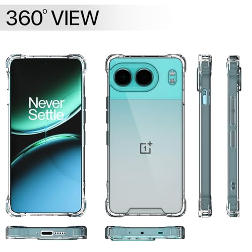 Image of Pikkme Back Cover for OnePlus Nord 4 5G PC + TPU Clear Transparent Raised Edges Shockproof Protective Phone Bumper Case(Transparent)