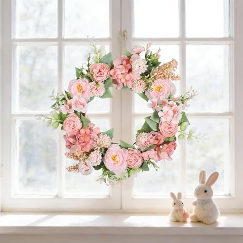 Couronne de porte printanière lumineuse pour décoration de mariage et fête
