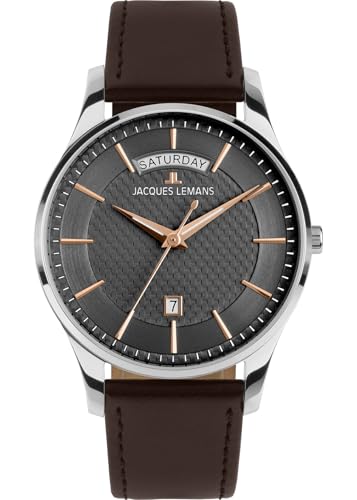 JACQUES LEMANS Herrenuhr London Quarz Braun/Anthrazit 1-2193D