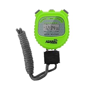 Marathon Adanac 3000 Digital Stopwatch Timer, Neon Green – High Precision Accuracy to 1/100th Seconds – Water, Dust & Shock Resistant – 46” Lanyard Included