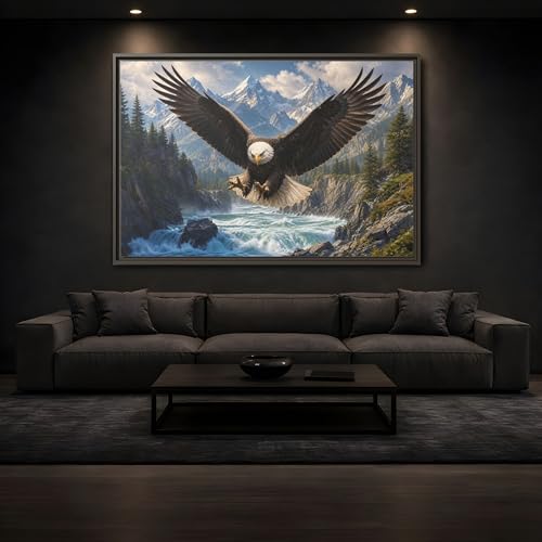 Toile aigle nature grand format décoration murale salon paysage animalier sauvage horizontal