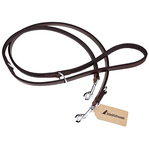 HUNTER NEOPREN Verstellbare Hundeführleine, 2,0 x 200 cm, rot/schwarz 4 Schnüffelfreunde Hundeleine aus Leder - Trainingsleine - Lederleine für den Hund - Leine 3-Fach verstellbar, für alle Hunde (230cm, Braun)