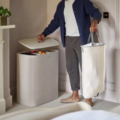 Joseph Joseph Tota Trio 90 liter/23.8 gallon Laundry Hamper Separation Basket with lid, 3 Removable Washing Bags with Handles- Ecru by Joseph Joseph - Image 2