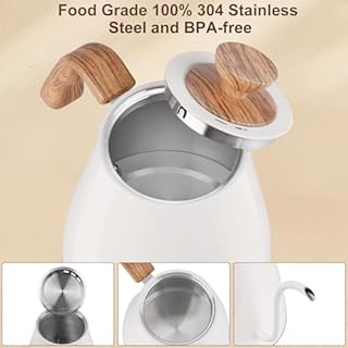 YDDZZM Gooseneck Electric Kettle, Intelligent Temperature Control, Stainless Steel Inner, Quick Heating, for Pour Over Coffee, Brew Tea, Boil Hot Water, 1000W 0.9L Cream White