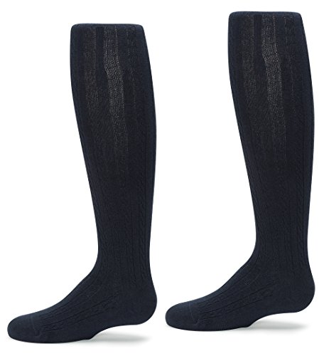 Trimfit Big Girls Flat Knit (Comfortoe) Tights (6-8, Navy)