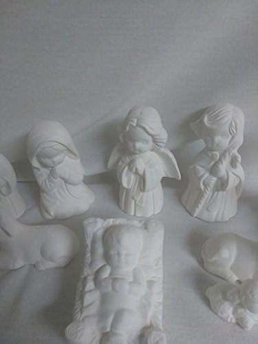 Kids Nativity 3" to 4" Set 11 Piece Ceramic Bisque, Ready to Paint