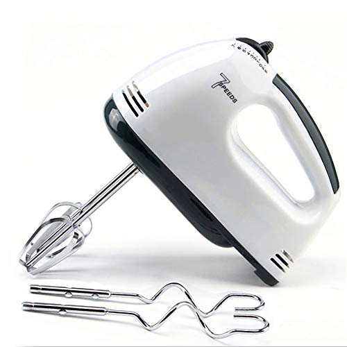 Hand Mixer Electric, 7-Speeds Lightweight Powerful Hand-Held Electric Mixer, Portable Kitchen Mixer Stainless Steel Egg Whisk with Egg White Separator, Egg Sticks and Dough Sticks for Baking Cake Egg Cream Food Beater (White)