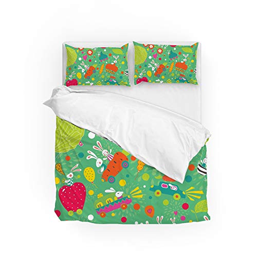 Parure de lit infroissable polyester simple motif lapins - 2