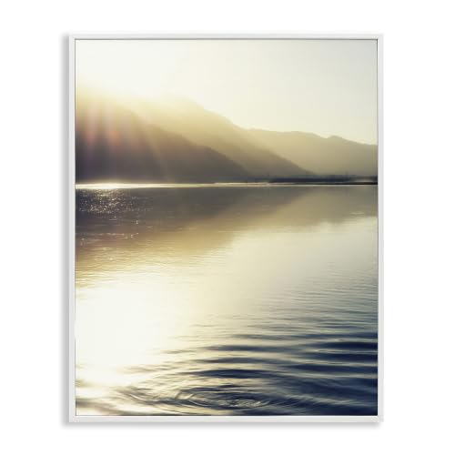 'Quiet Mountain Lake Water Ripples Sunrise Rays'| Framed Giclee Art