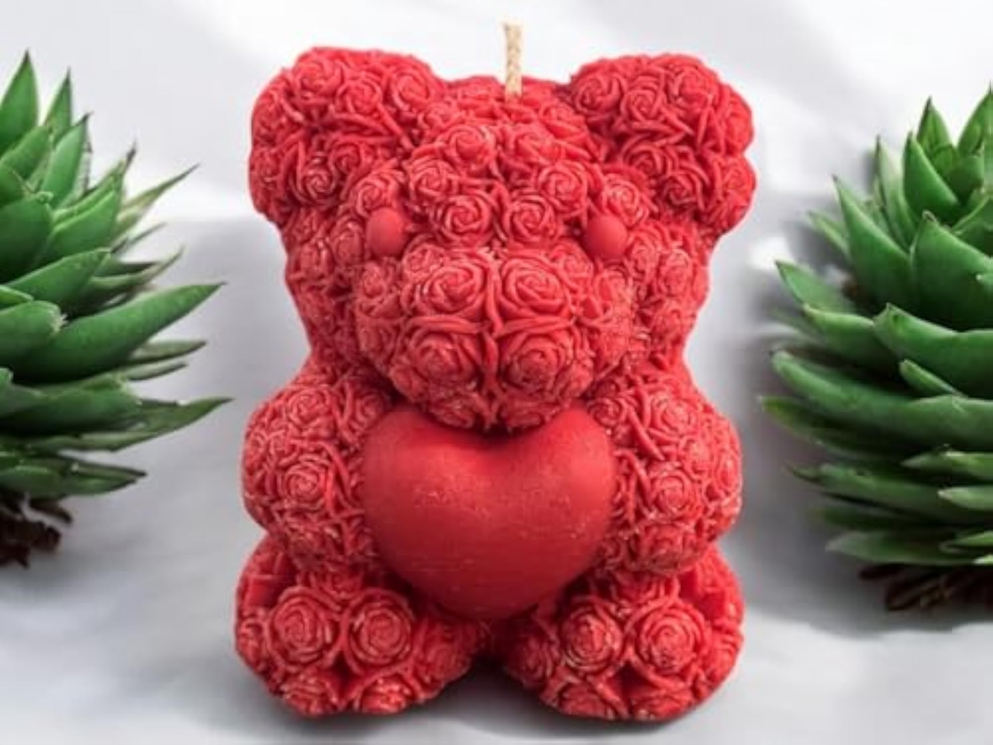 Rose & Jasmine Fragrance Teddy Bear Candles, Handmade Aromatherapy