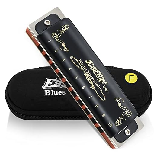 East top Diatonic Harmonica Key of F 10 Holes 20 Tones 008K Mouth Organ with Black Cover, Top Grade Harmonica for Adults, Professionals and Students