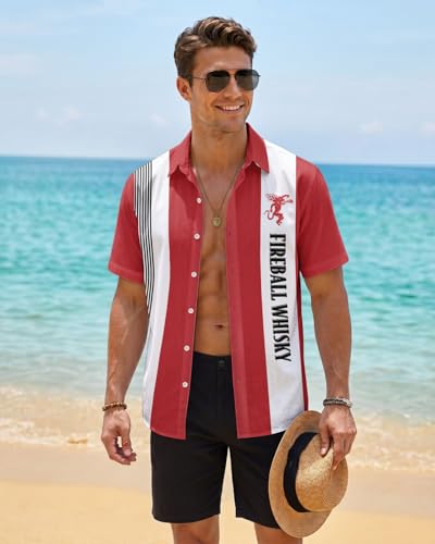 Image of 99TIMORO Funny Film Summer Button Down Shirt Men Short Sleeve Top | Movie Character Hawaiian Shirts for Men Lightweight Breathable Beach Vacation Business Casual Summer Gifts Classic Fit