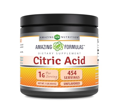 Amazing Formulas Citric Acid Powder Supplement | Food Grade | Unflavored | 1 Lb (454 G) | Non-GMO | Made in USA