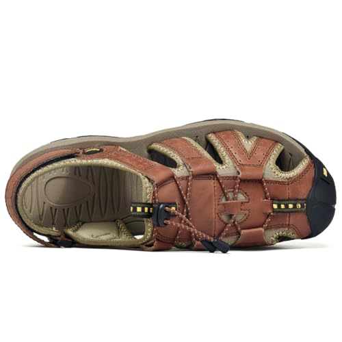 LEADER SHOW Men's Outdoor Hiking Sandals Closed Toe Casual Sport Trail Walking Sandal Water Beach Shoes3