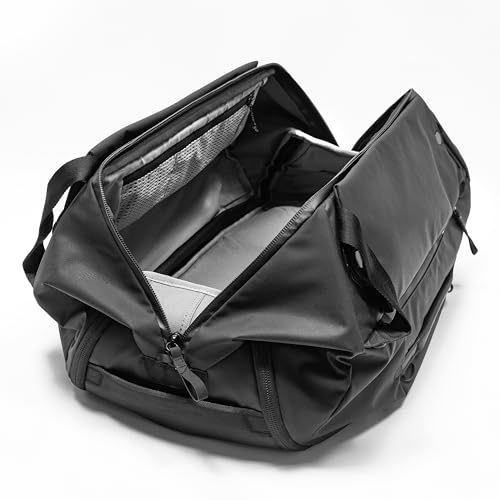 Peak Design Travel Duffelpack 45-65L, Black, Weatherproof Duffel Backpack, Expandable Design, Extra-Long Zip Path, Stowable Straps, Fits Packing Cubes and Camera Cubes, Versatile Duffel Bag for Travel