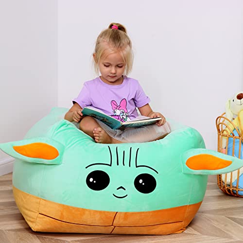 Stuffed Animal Toys Storage Kids Bean Bag Chairs Cover Large Size 24 X 24 Inch Stuffable Zipper Bean Bag For Organizing Kids Plush Toys Blankets Towels Clothes Home Supplies(No Beans) #TOP4
