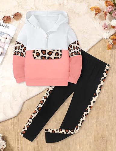 Toddler Girl Clothes Camo 2 Piece Little Girls Clothes Half Zip Up Hoodies Color Block Outfits Sweatshirt Pant Sets