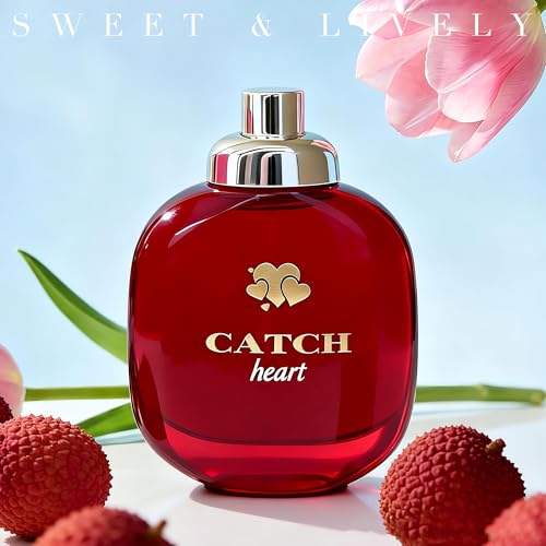 Image of AFLUXE Catch Heart Women's Perfume 3.4 Fl. Oz Eau De Parfum, Sweet Raspberry, Lychee & Pear Scents, Long Lasting Floral Fruity Fragrance
