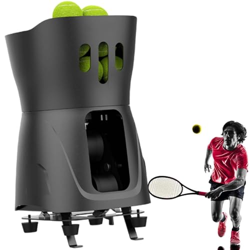 vnmudzeo Beginners Tennis Ball Machine,65+ Capacity,w/External 14.6V 4A Power Supply,Mini Tennis Ball Throwing Equipment,for Solo & Team Practice,Black