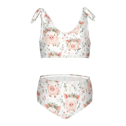 Wusikd Pigs Wreaths Girls Swimsuits Two Piece Cute Swimwear Bikini Set for for Girls Size 3T