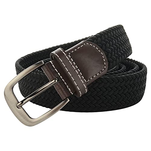 Plus Size 47'' to 71'' Mens Stretch Elastic Woven Web Casual Belts for Men Black3