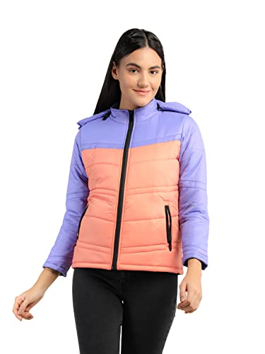 Image of CHKOKKO Women's Winter Quilted Jacket Lavender Light Peach - Polyester, Standard Length, S