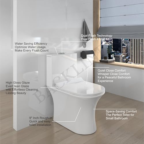 Image of B Backline 5D Siphonic Rimless Flushing Commode /One Piece Ceramic Western Toilet /European Commode /Water Closet S Trap 9 inch Outlet Is From Floor For Bathroom - (White) (7 Years Color Warrenty)